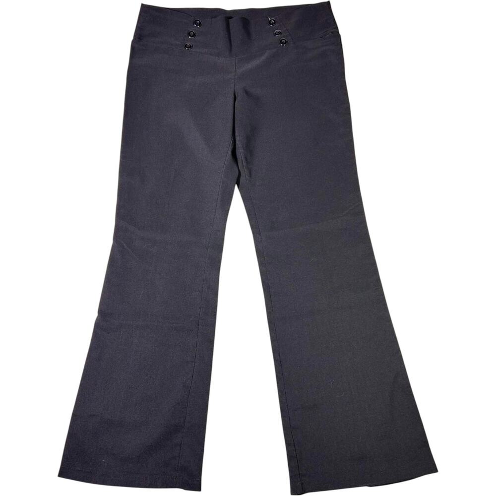 Valia Black Sailor Flared Leg Trousers Low Rise Women's 15 Junior Office Siren
